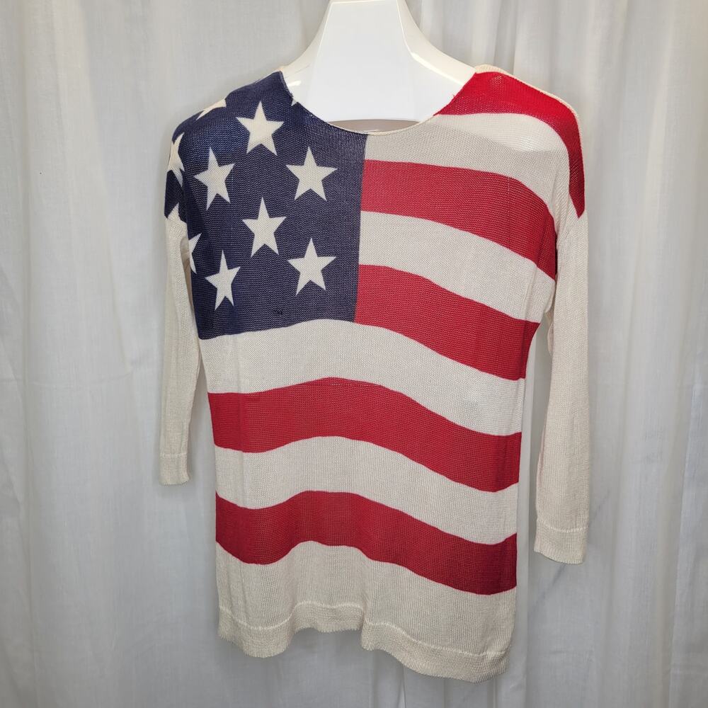 Old Navy Lightweight Flag Sweater with 3/4 Sleeves, M